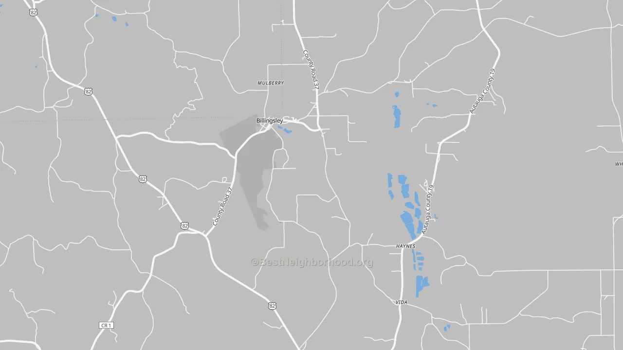 Transit Grade map of Billingsley, AL