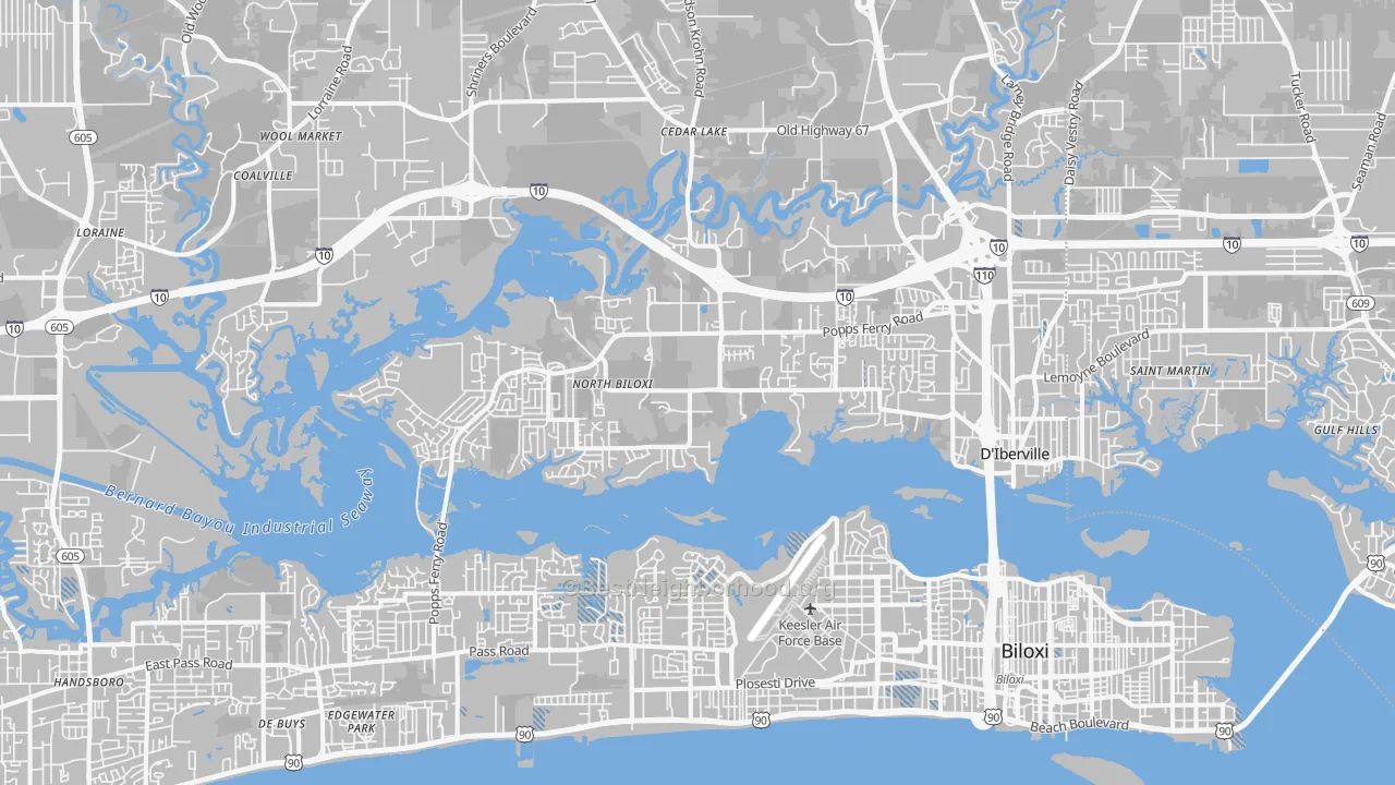 Transit Grade map of Biloxi, MS