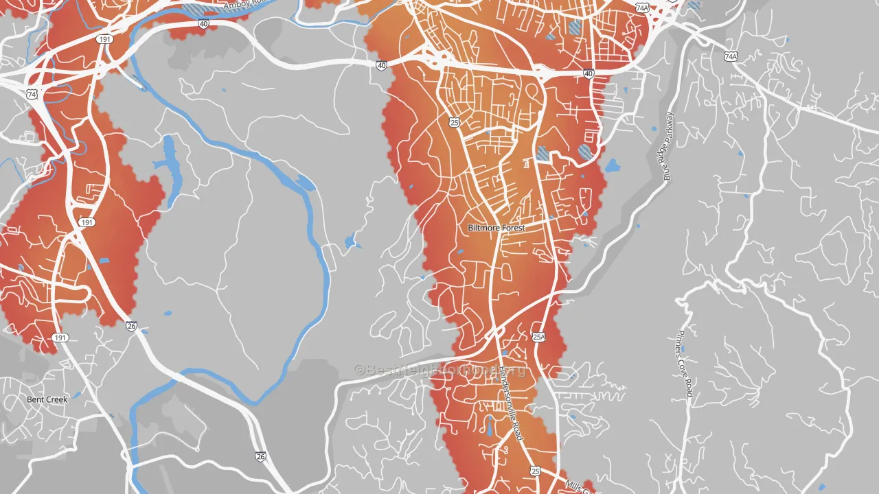 Transit Grade map of Biltmore Forest, NC