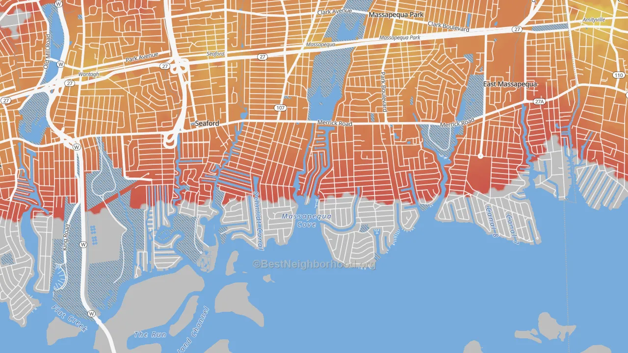 Transit Grade map of Biltmore Shores, Massapequa, NY