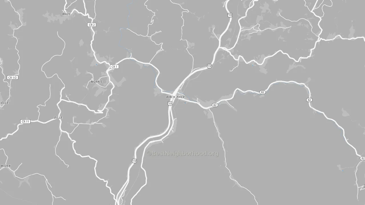 Transit Grade map of Birch River, WV