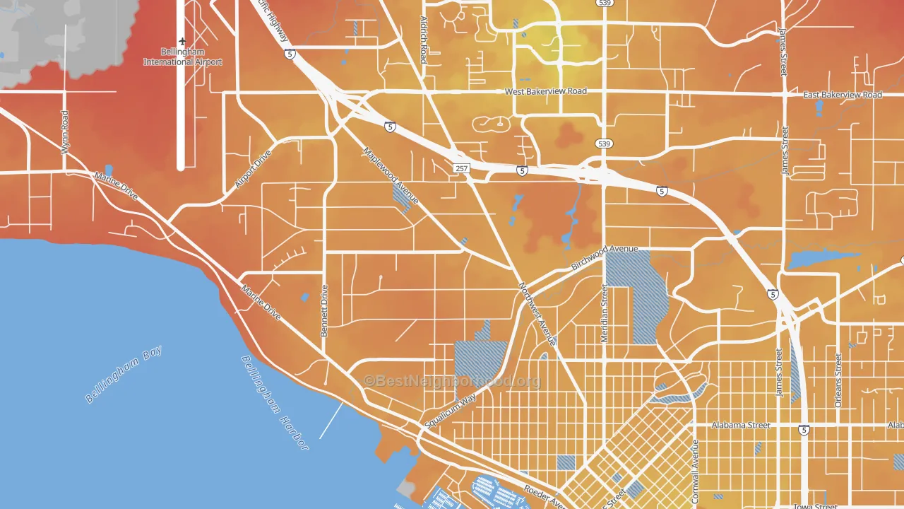 Transit Grade map of Birchwood, Bellingham, WA