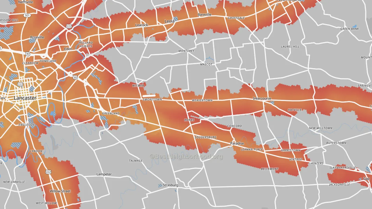 Transit Grade map of Bird-in-Hand, PA