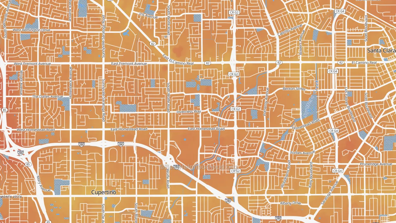 Transit Grade map of Birdland Neighbors, Sunnyvale, CA