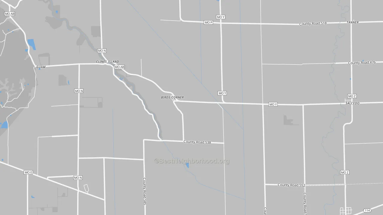 Transit Grade map of Birds Corner, MO