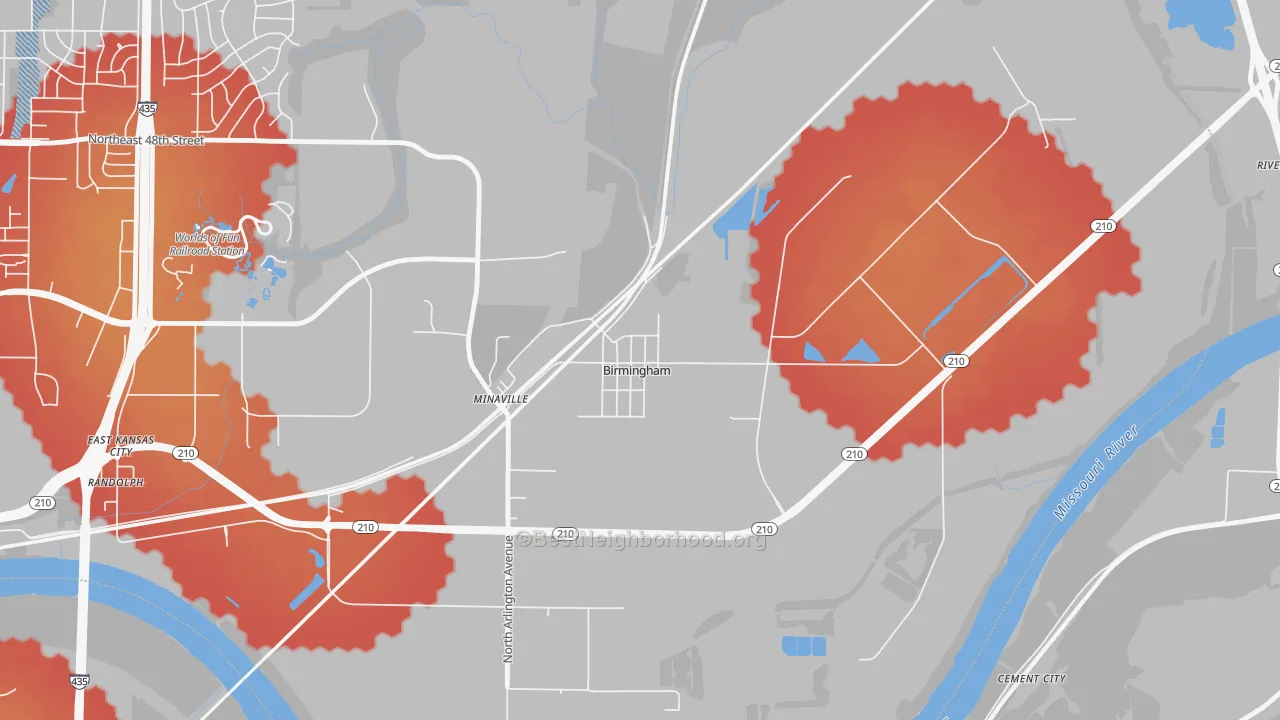 Transit Grade map of Birmingham, MO