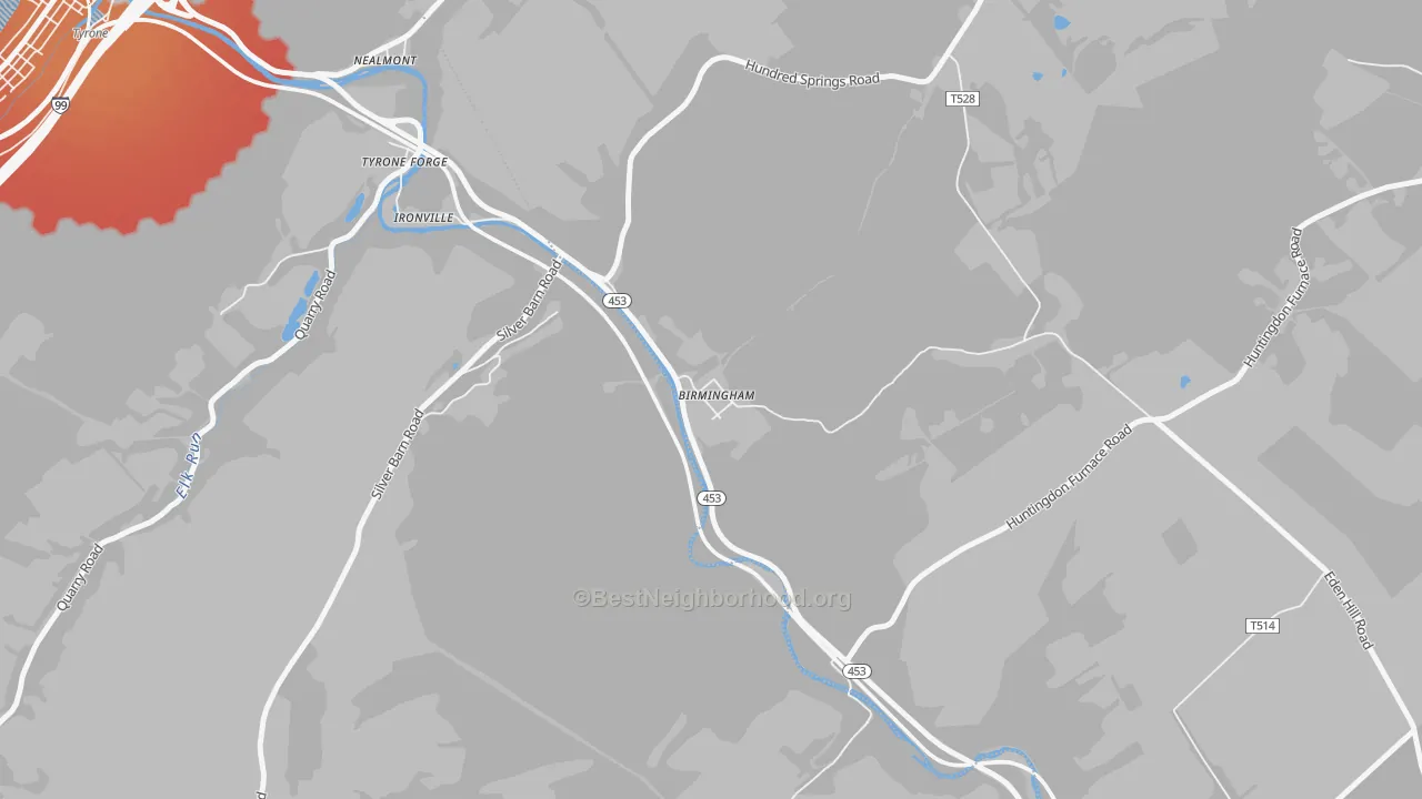 Transit Grade map of Birmingham, PA