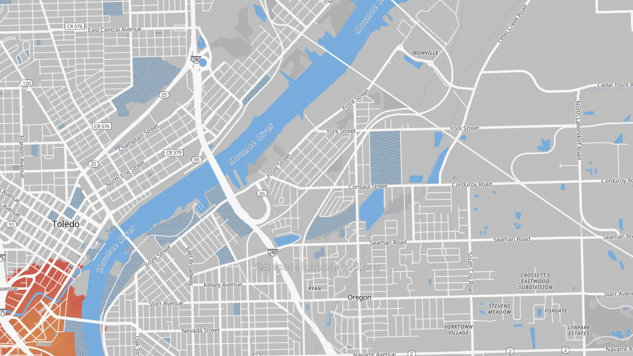 Transit Grade map of Birmingham, Toledo, OH