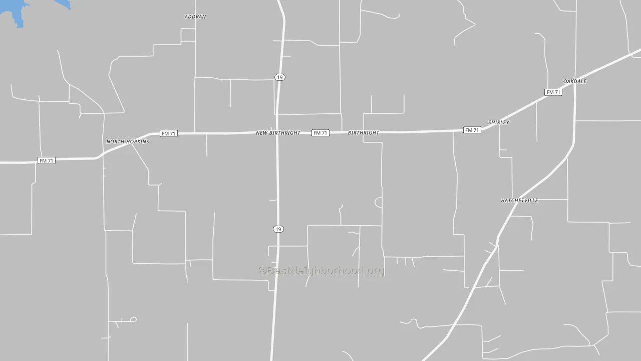 Transit Grade map of Birthright, TX