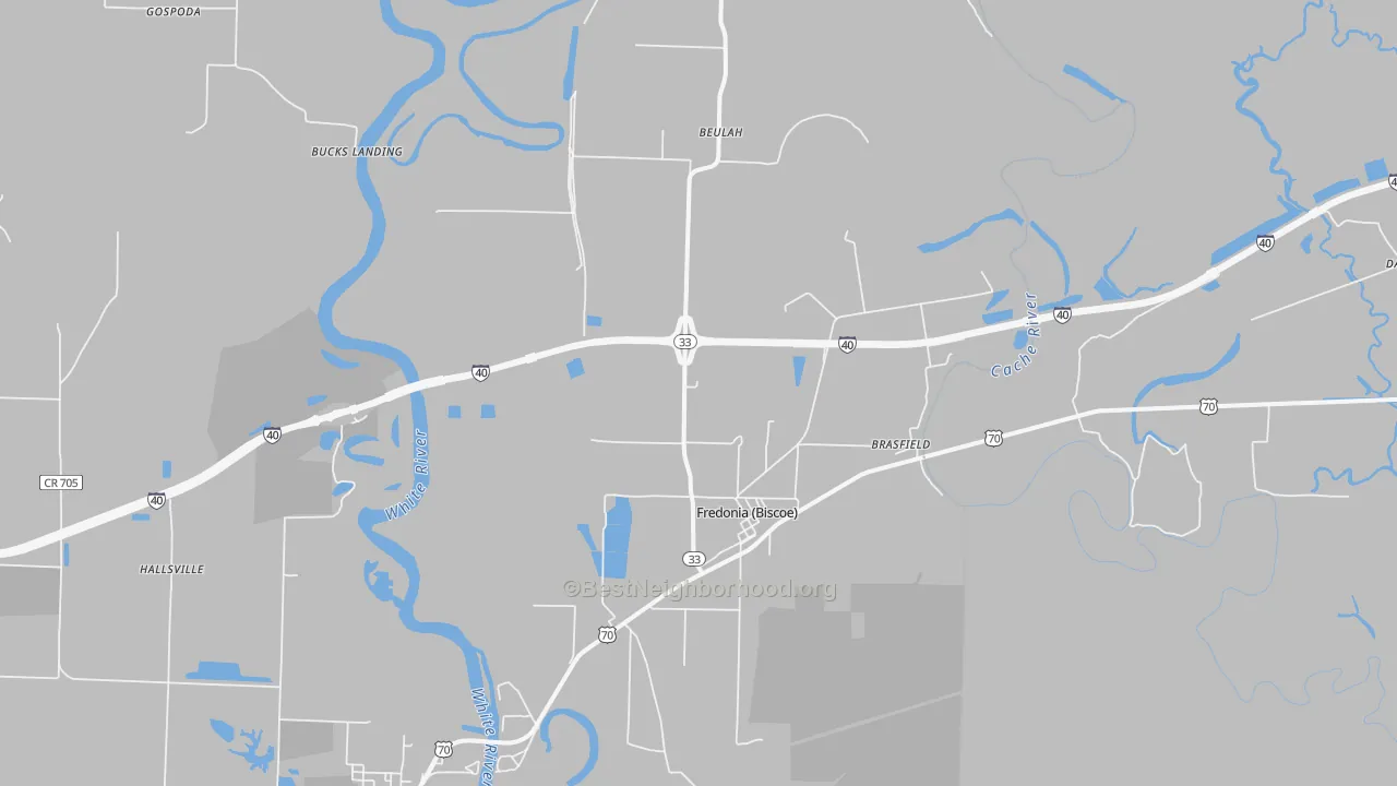 Transit Grade map of Biscoe, AR