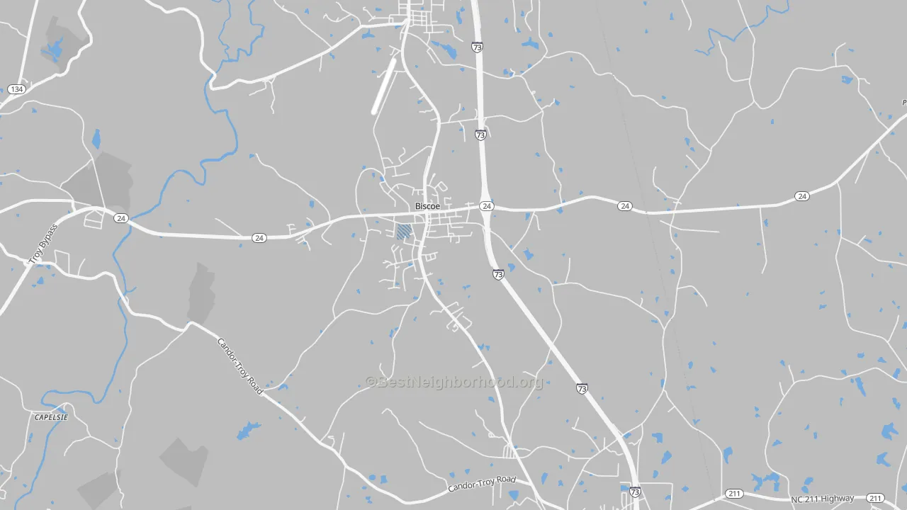 Transit Grade map of Biscoe, NC