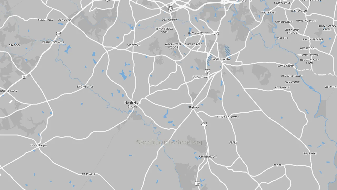 Transit Grade map of Bishop, GA