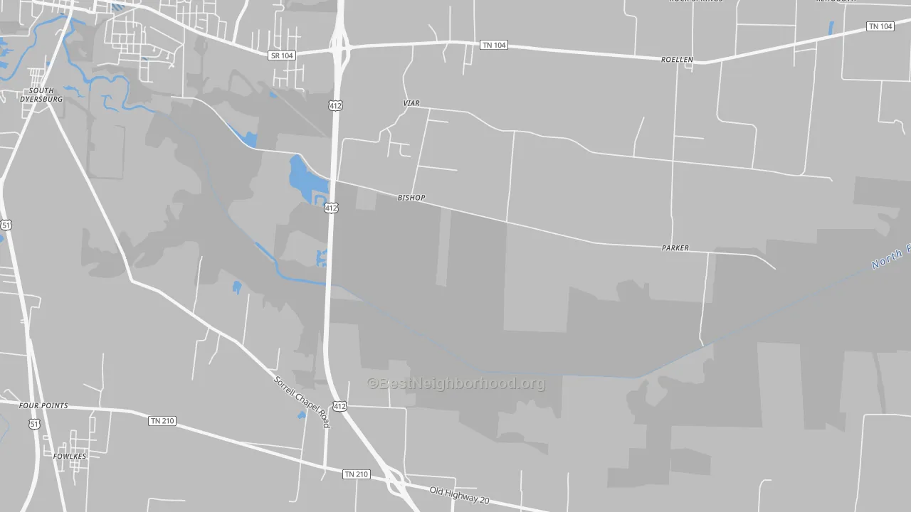Transit Grade map of Bishop, TN