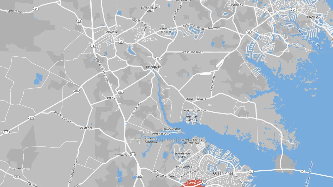 Transit Grade map of Bishopville, MD