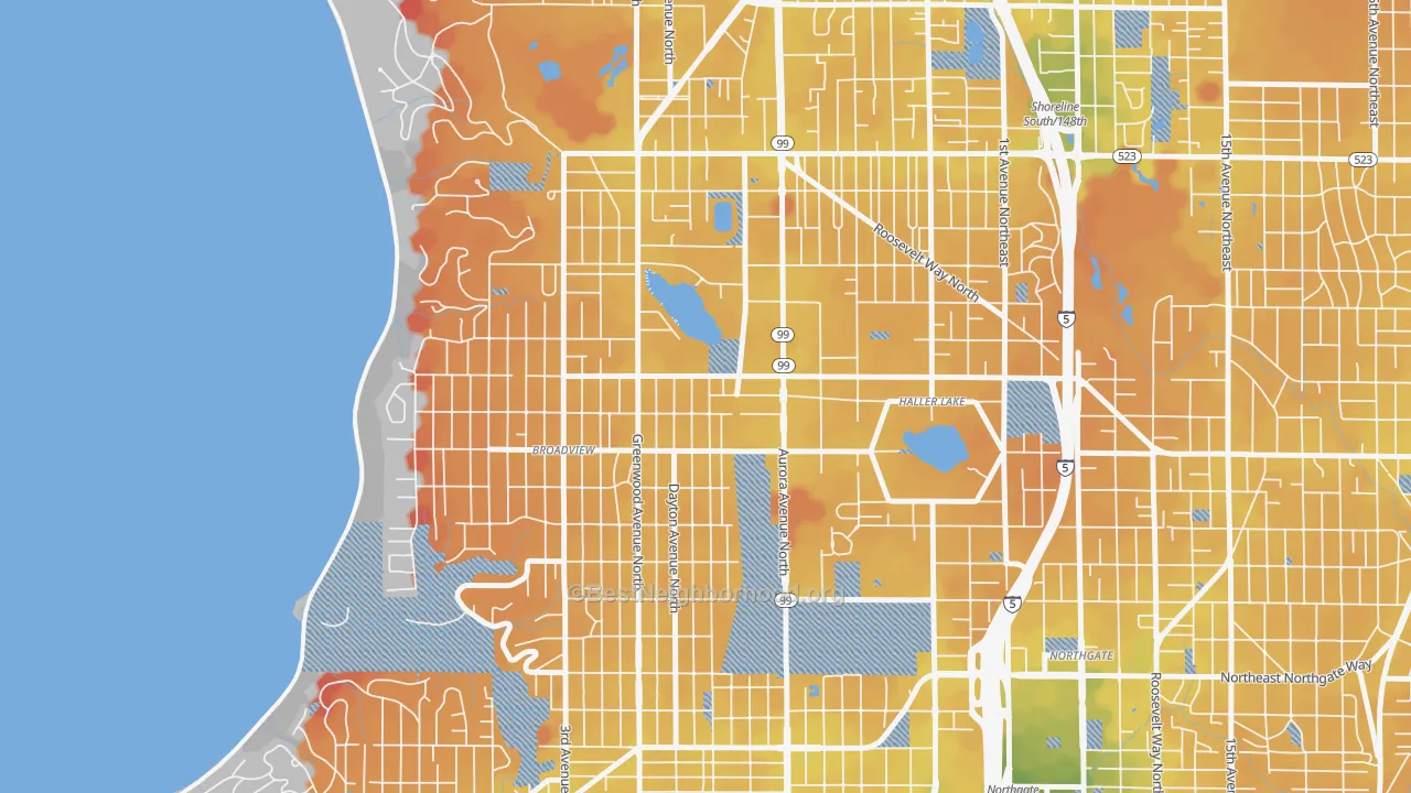 Transit Grade map of Bitter Lake, Seattle, WA