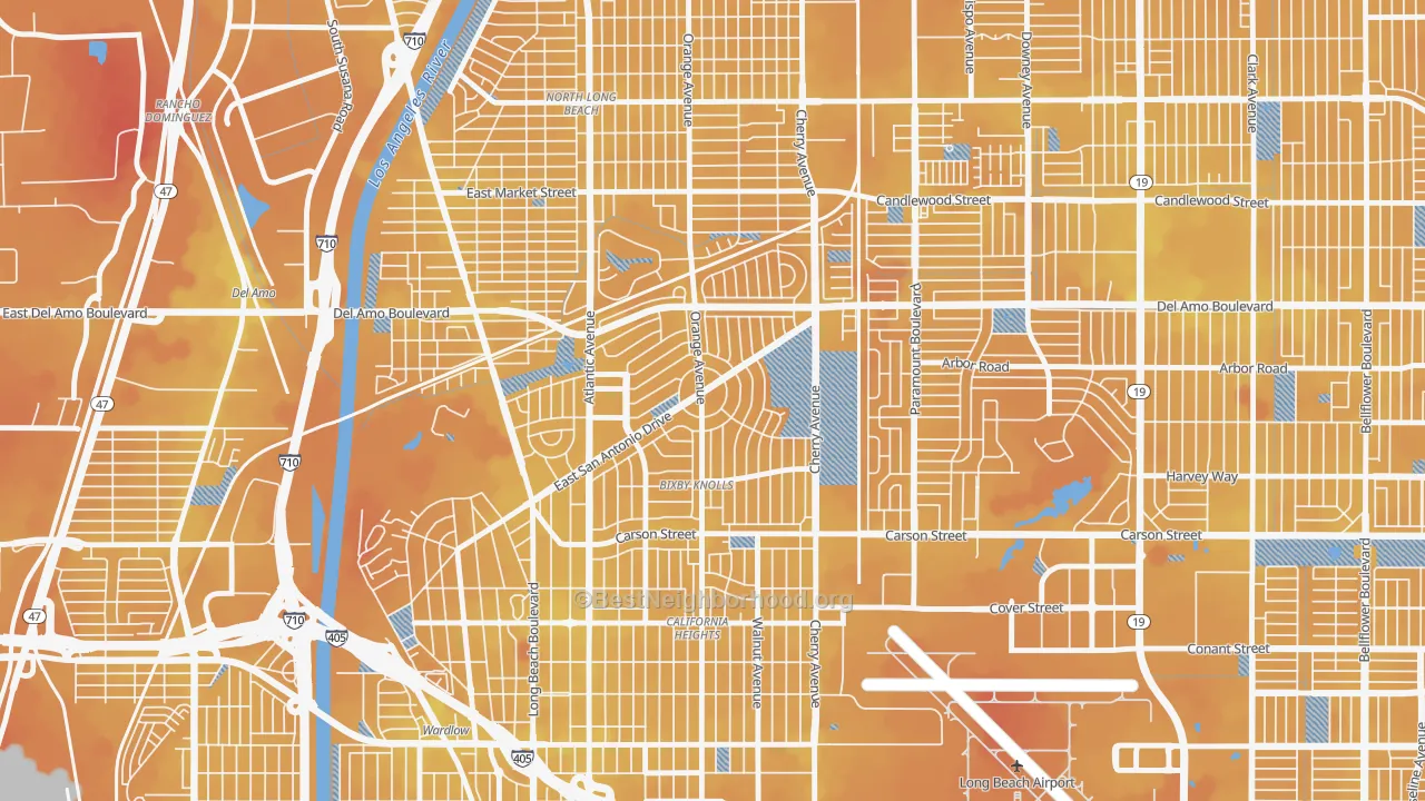 Transit Grade map of Bixby Area, Long Beach, CA