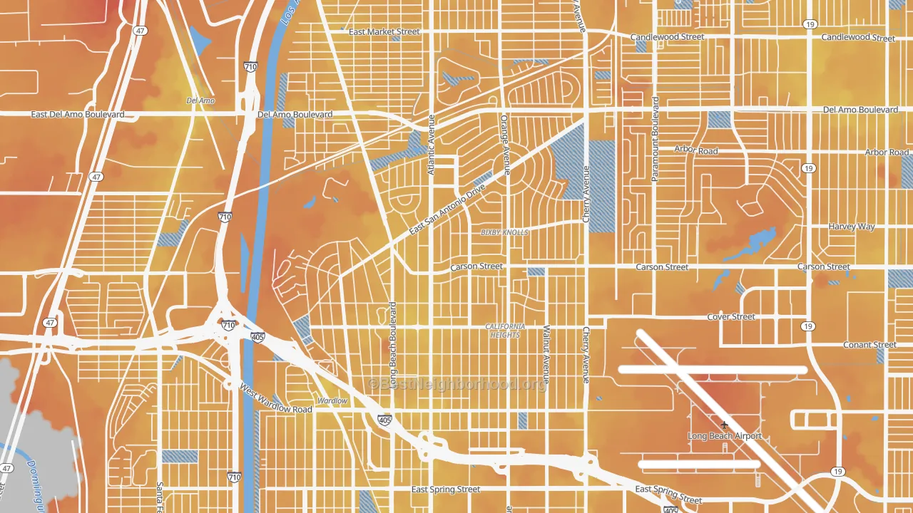 Transit Grade map of Bixby Knolls, Long Beach, CA