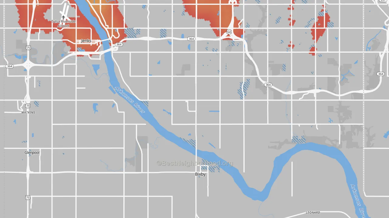 Transit Grade map of Bixby, OK