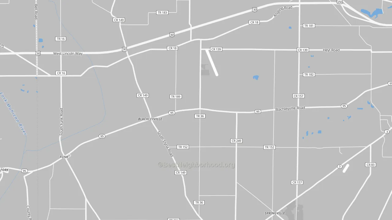 Transit Grade map of Blachleyville, OH