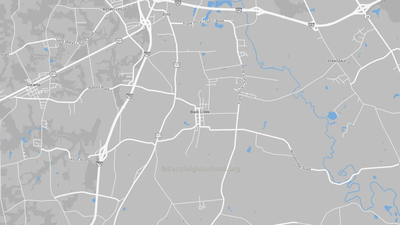 Transit Grade map of Black Creek, NC