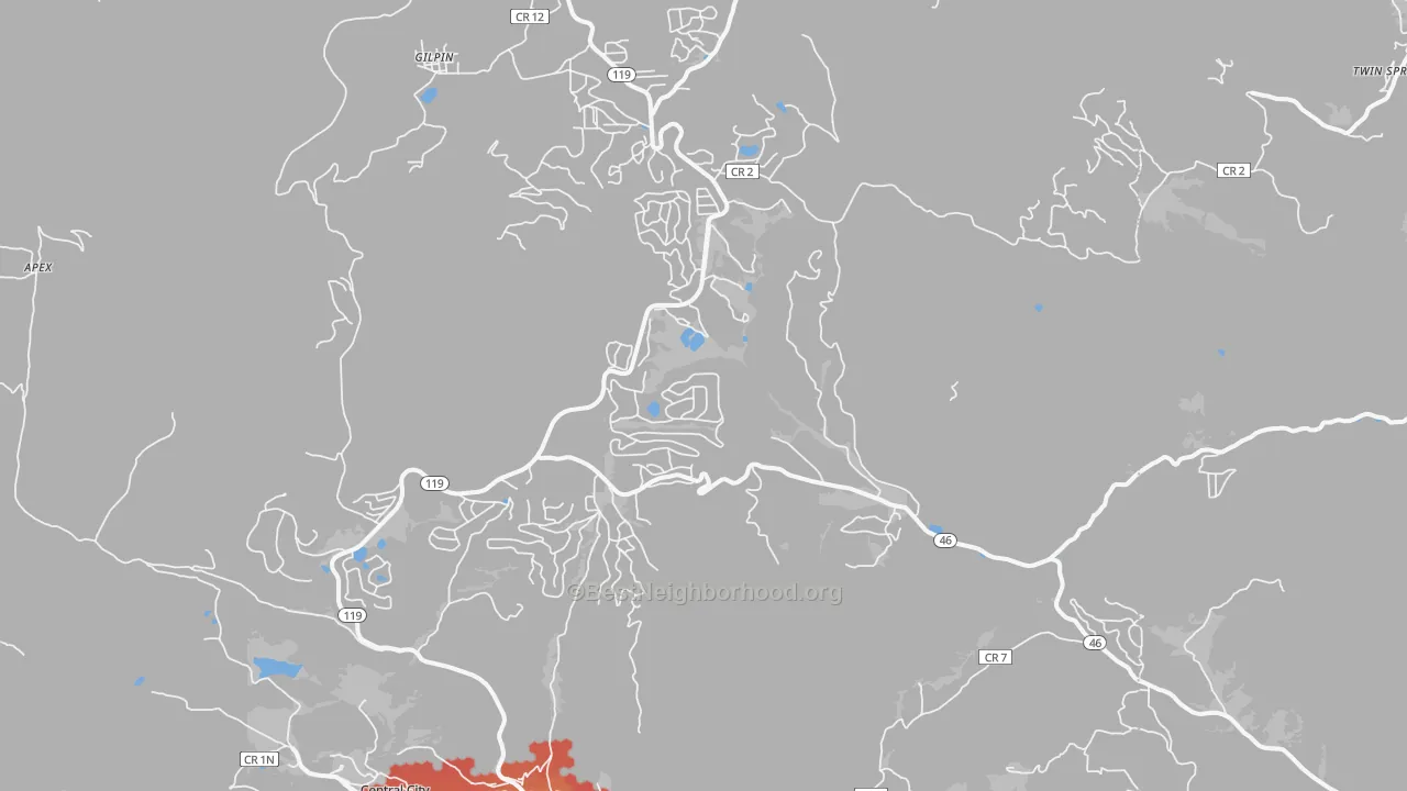 Transit Grade map of Black Hawk, CO