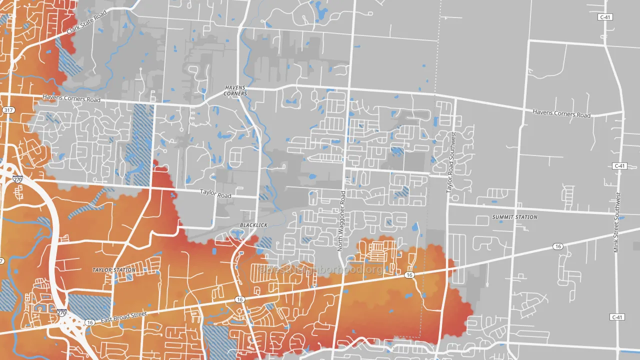 Transit Grade map of Black Lick, OH