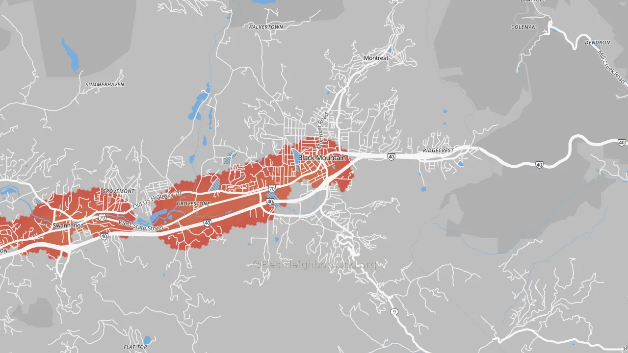 Transit Grade map of Black Mountain, NC