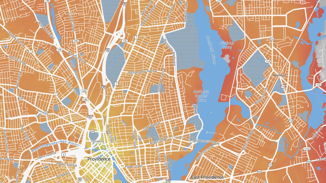 Transit Grade map of Blackstone, Providence, RI