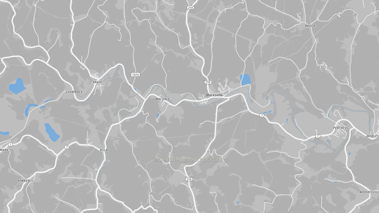 Transit Grade map of Blacksville, WV