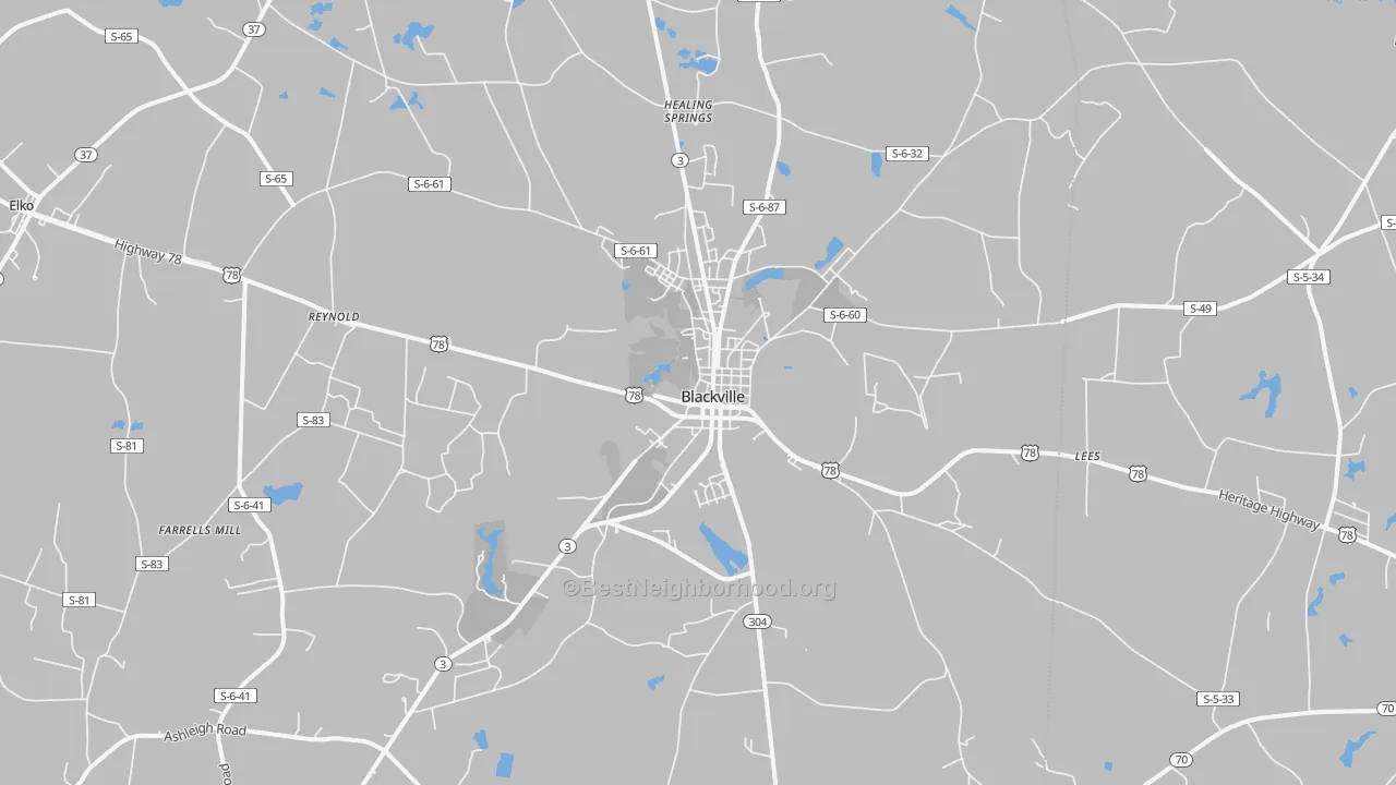 Transit Grade map of Blackville, SC