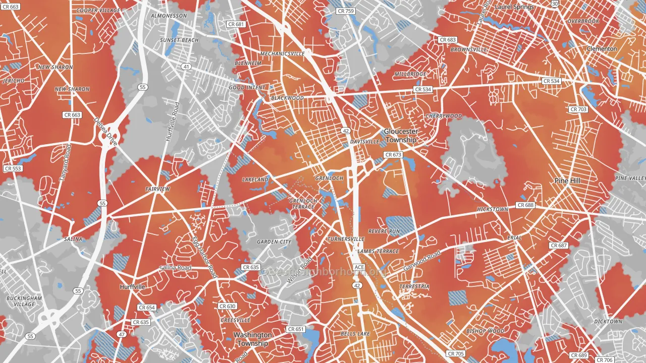 Transit Grade map of Blackwood, NJ