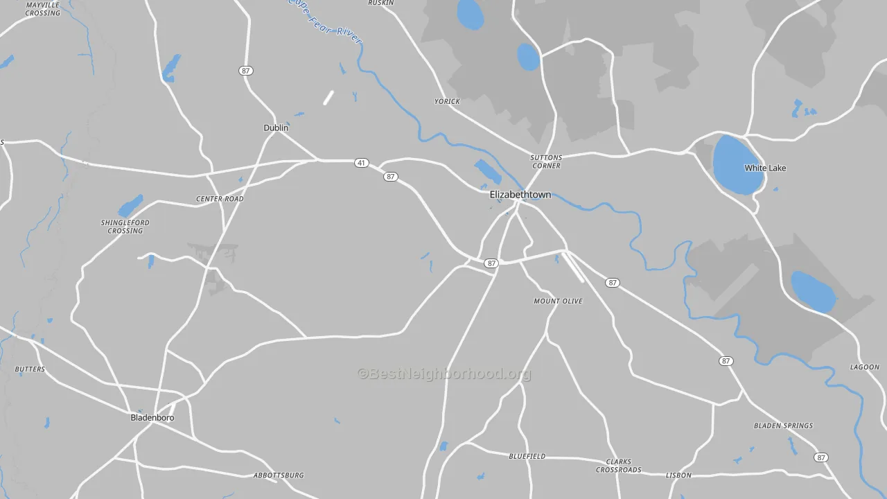 Transit Grade map of Bladen County, NC