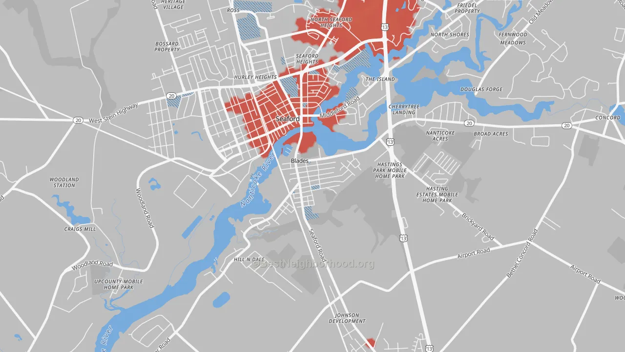 Transit Grade map of Blades, DE