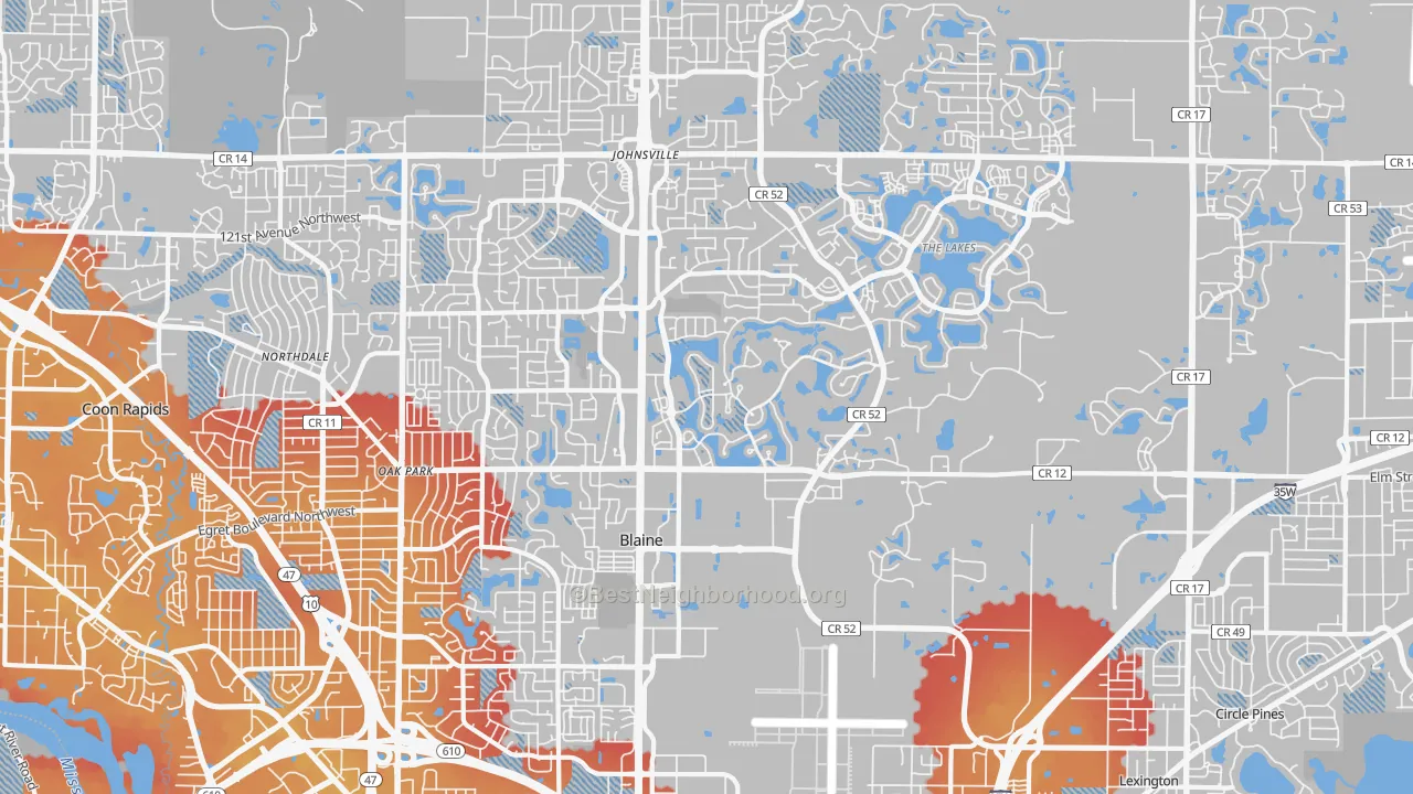 Transit Grade map of Blaine, MN