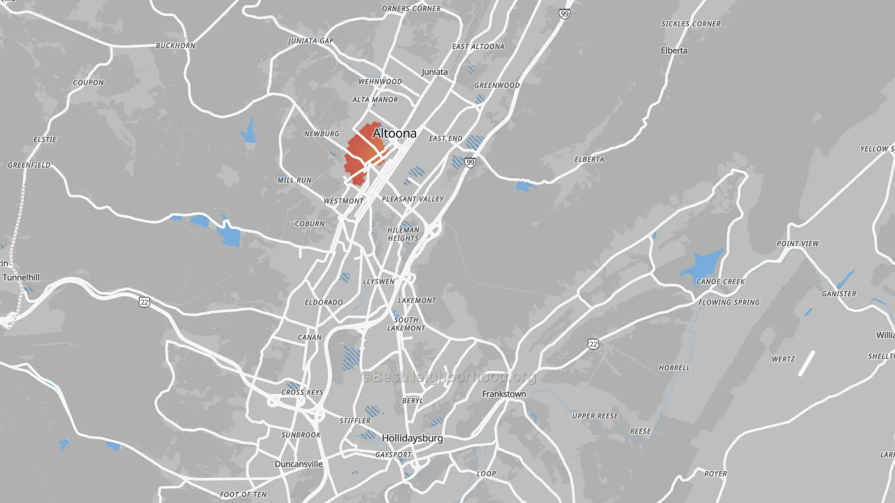 Transit Grade map of Blair County, PA