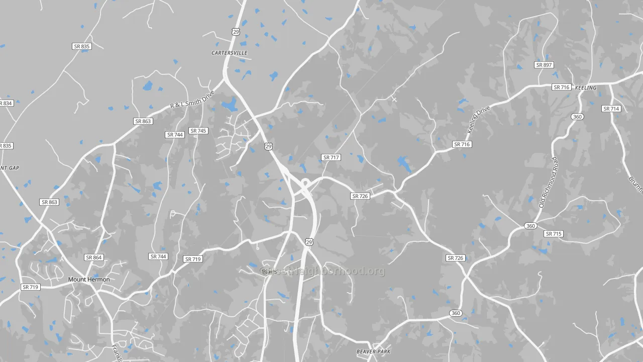 Transit Grade map of Blairs, VA
