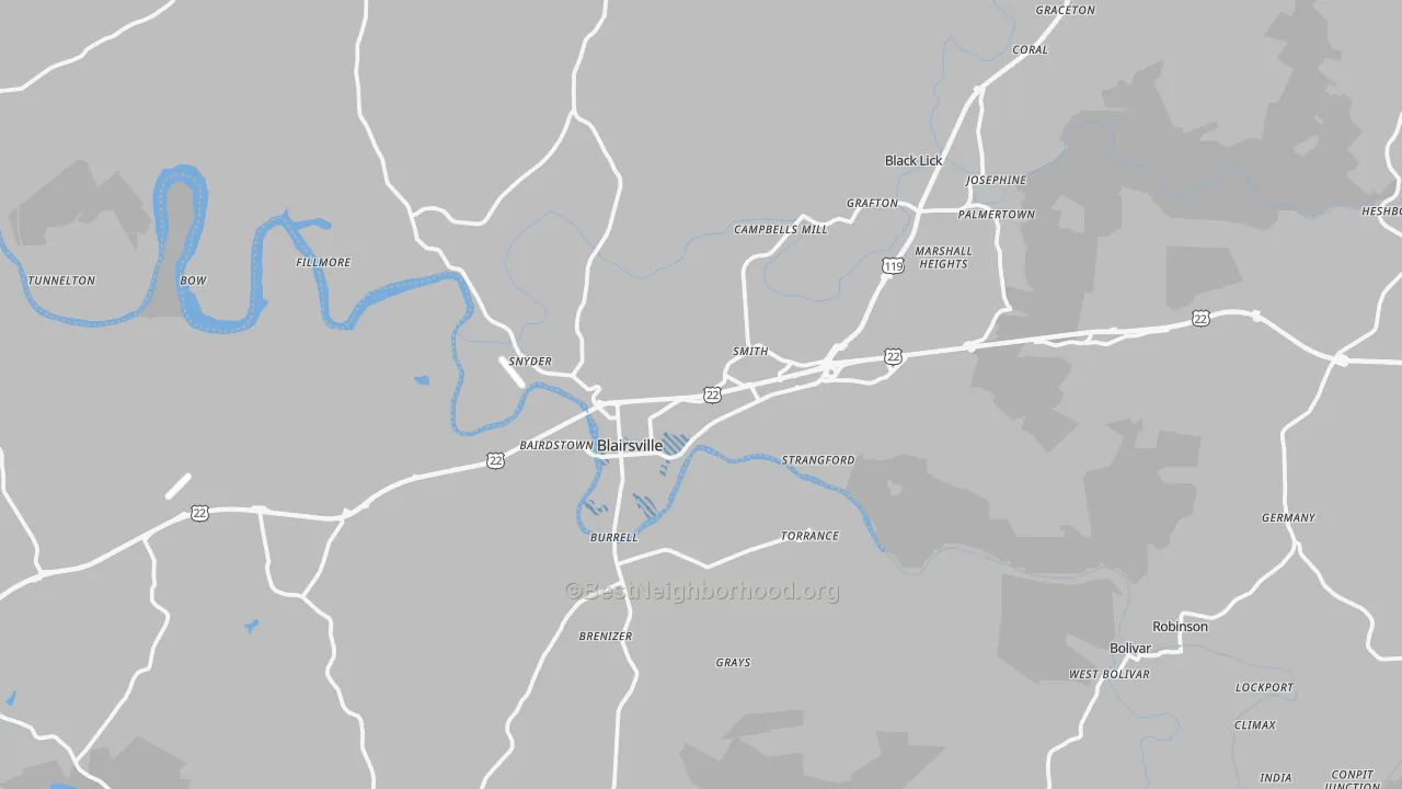 Transit Grade map of Blairsville, PA