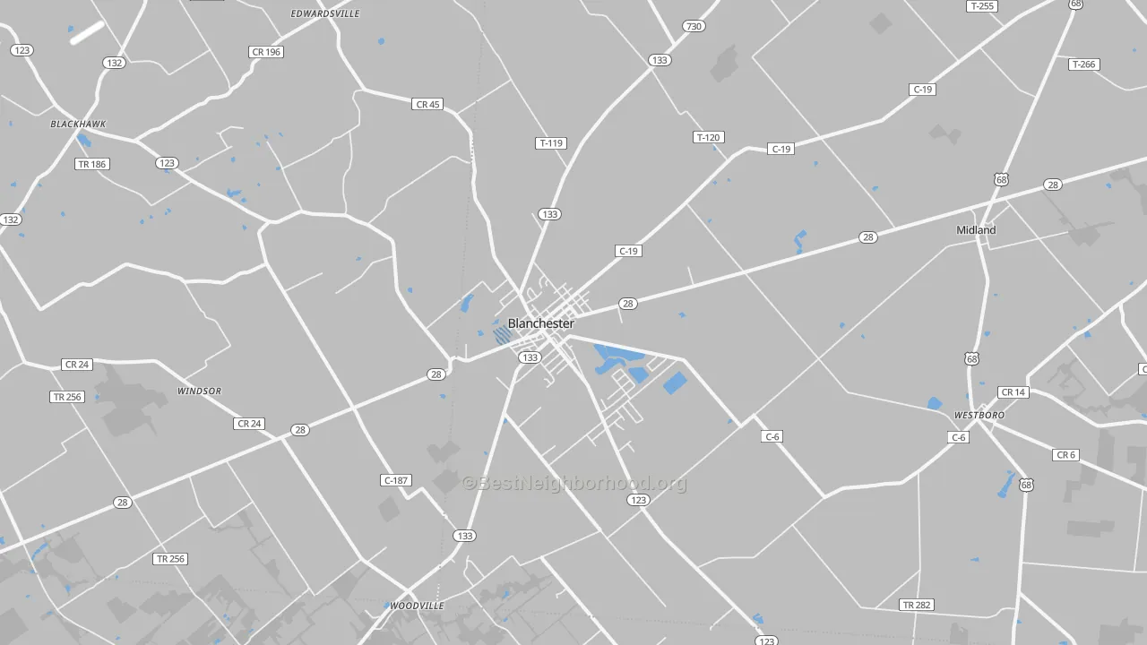 Transit Grade map of Blanchester, OH