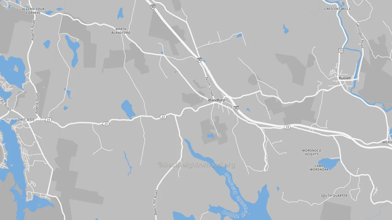 Transit Grade map of Blandford, MA