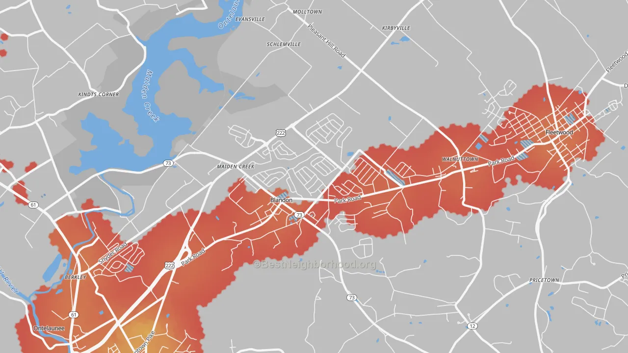 Transit Grade map of Blandon, PA
