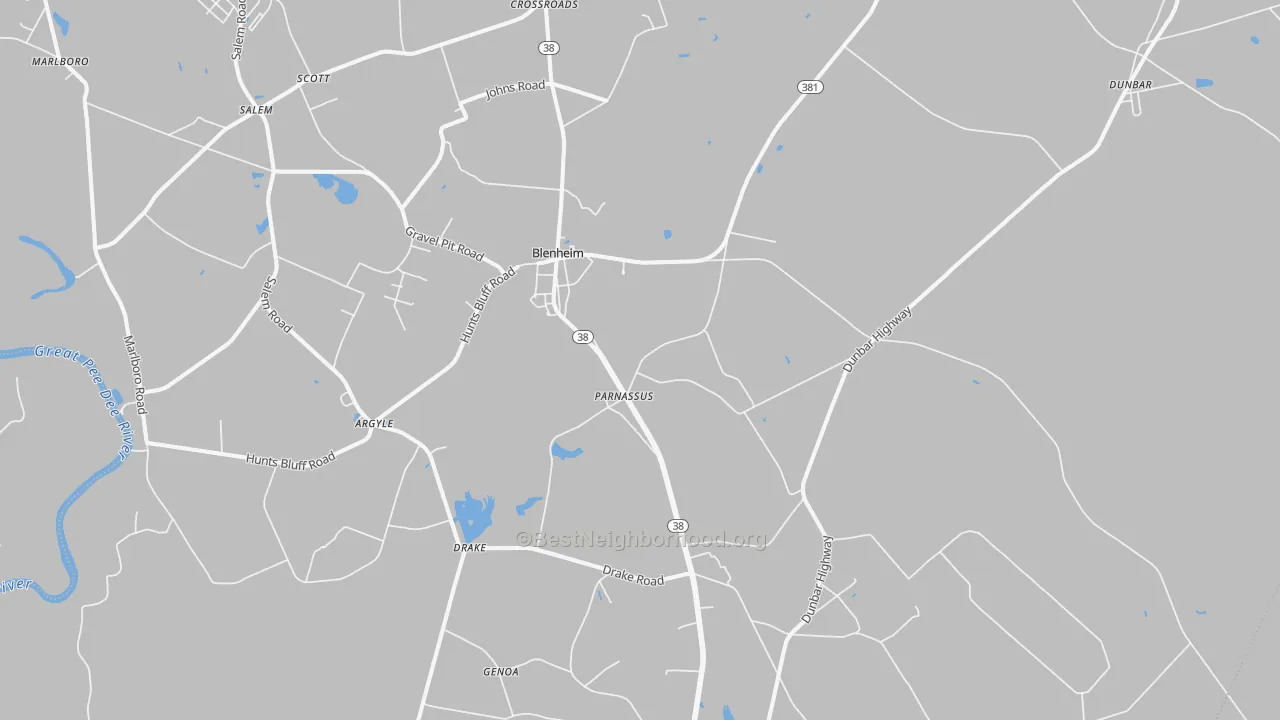 Transit Grade map of Blenheim, SC