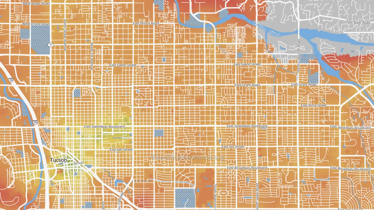 Transit Grade map of Blenman-Elm, Tucson, AZ