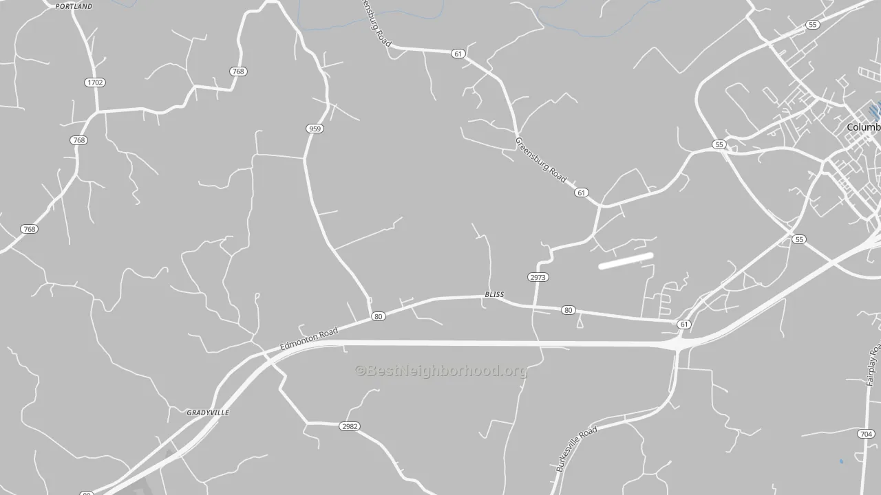 Transit Grade map of Bliss, KY