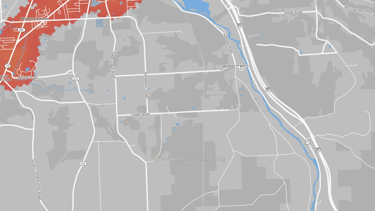Transit Grade map of Blodgett Mills, NY