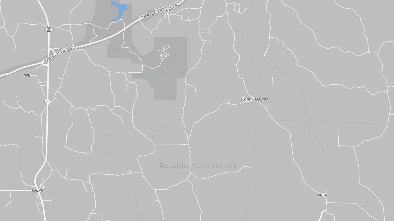 Transit Grade map of Bloody Springs, MS