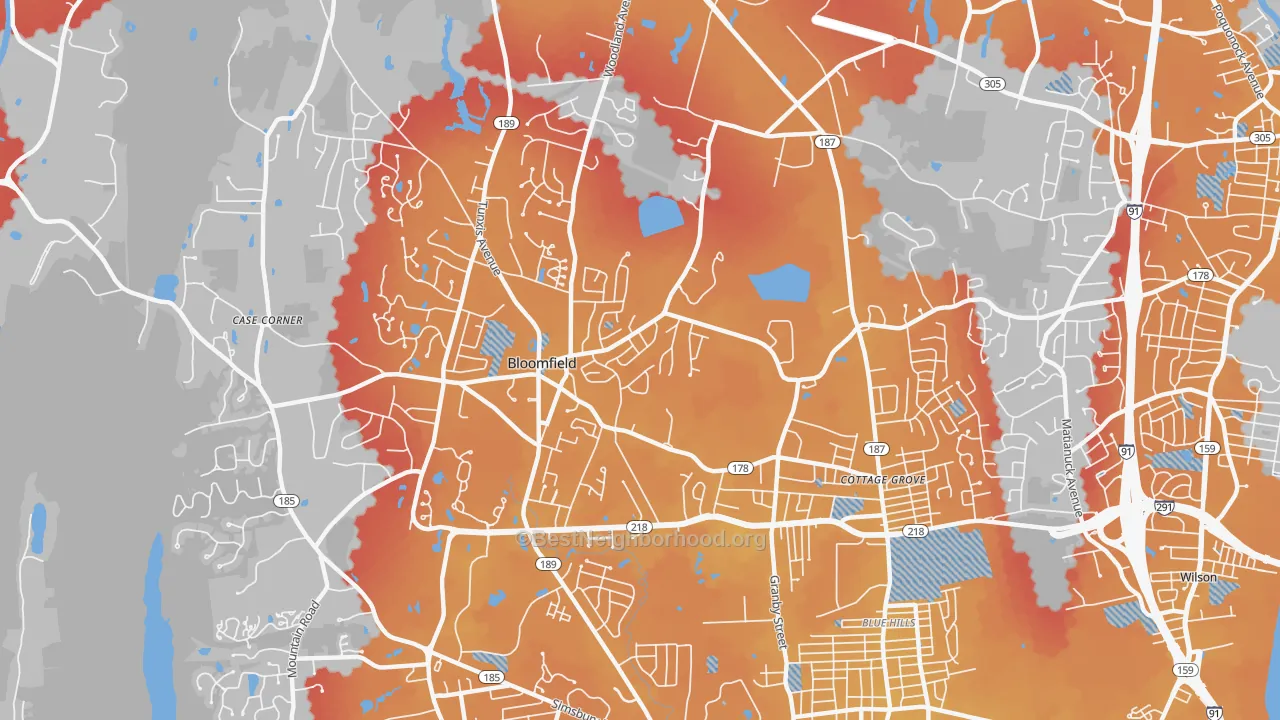 Transit Grade map of Bloomfield, CT