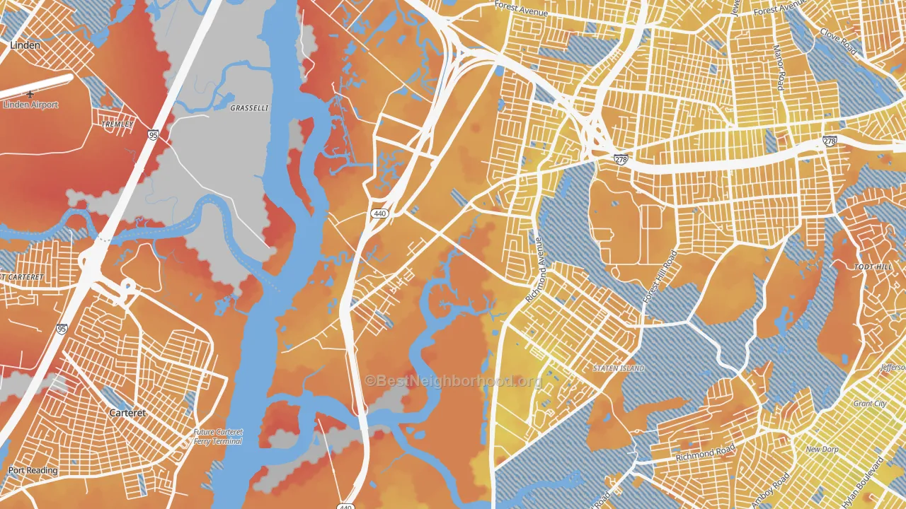 Transit Grade map of Bloomfield, Staten Island, NY