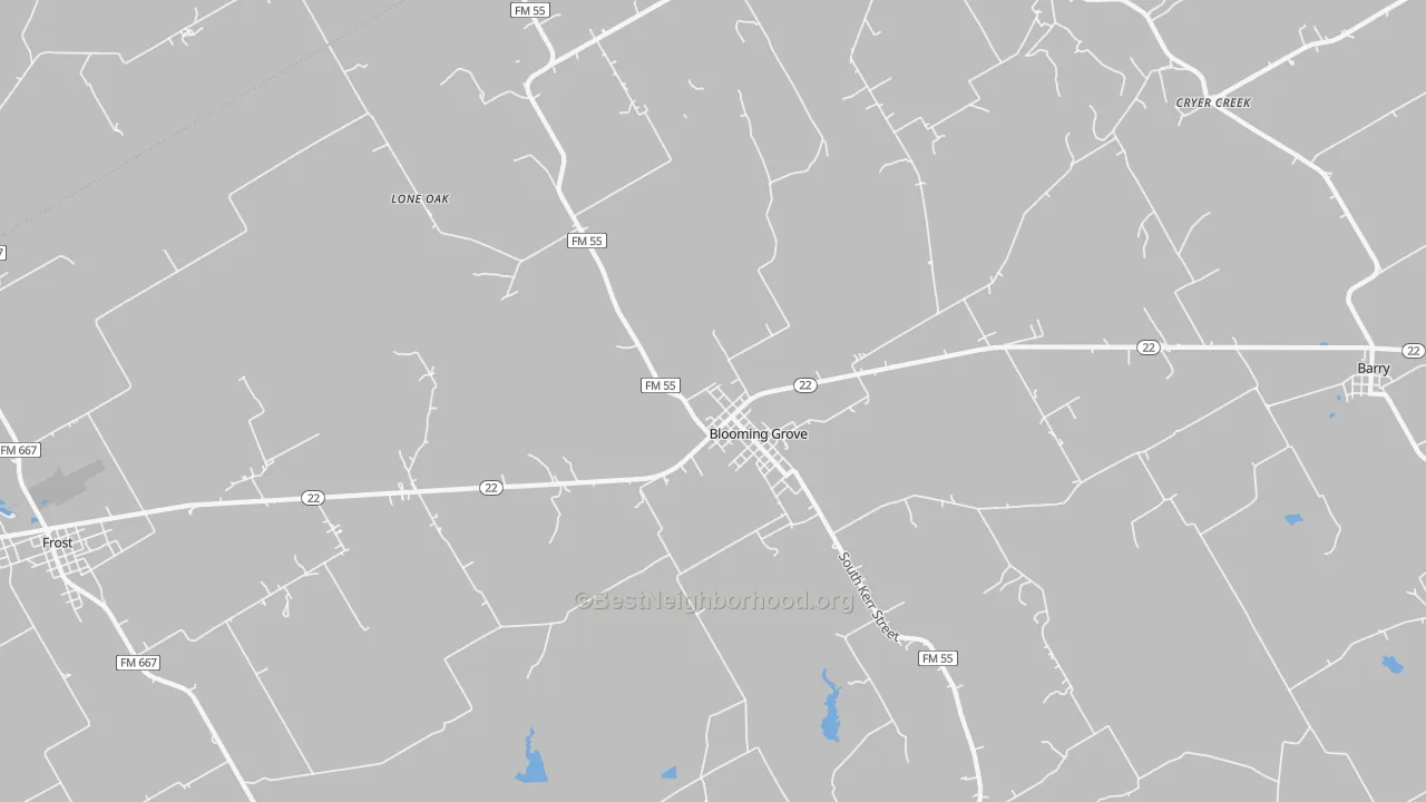 Transit Grade map of Blooming Grove, TX