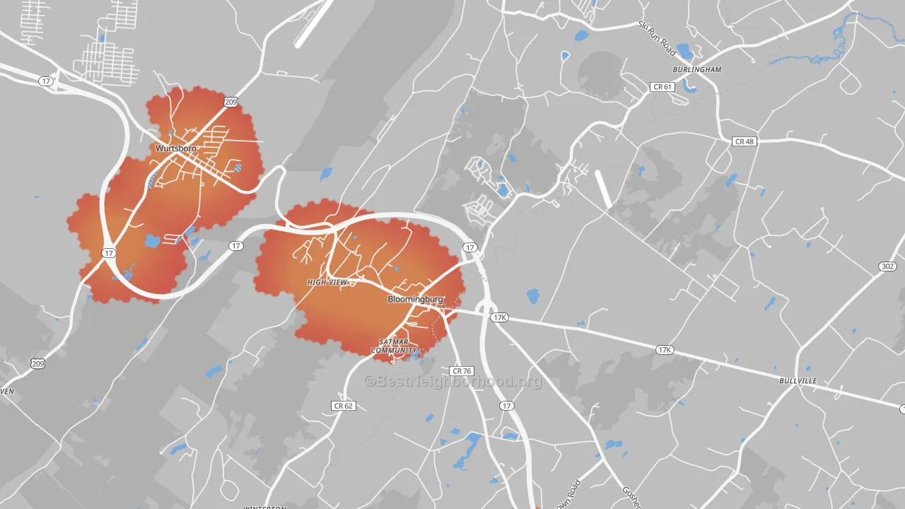Transit Grade map of Bloomingburg, NY