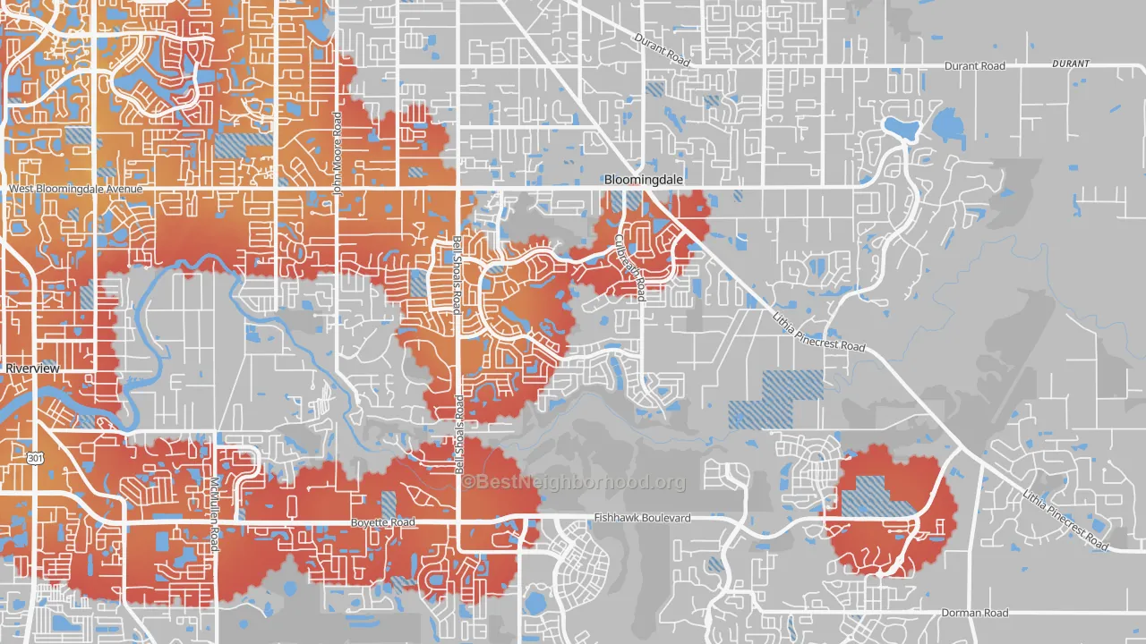 Transit Grade map of Bloomingdale, FL
